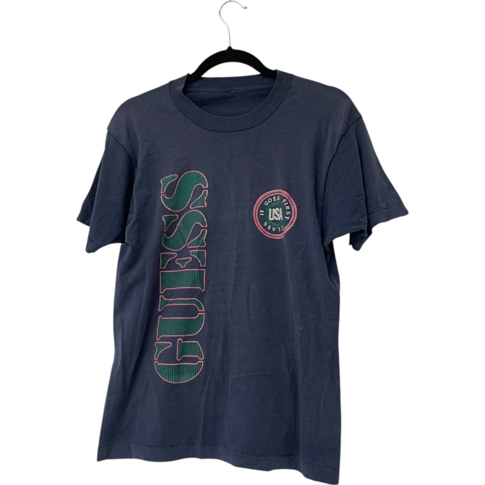 Vintage Guess T Shirt Navy Blue Mens Size M Short Sleeve Graphic Print Crew Neck - Picture 2 of 6